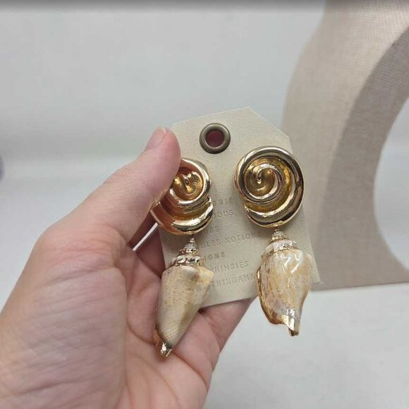 Anthropologie Shell Post Earrings In Gold - 21% Off  New Anthropologie swirl shell drop earrings